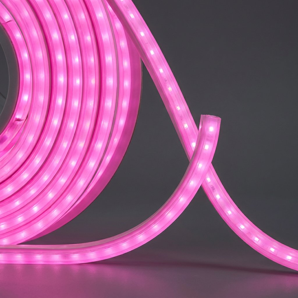 Архитектурный гибкий неон 8×16 мм, 50 м, 12 В, 120 led, IP65, розовое свечение