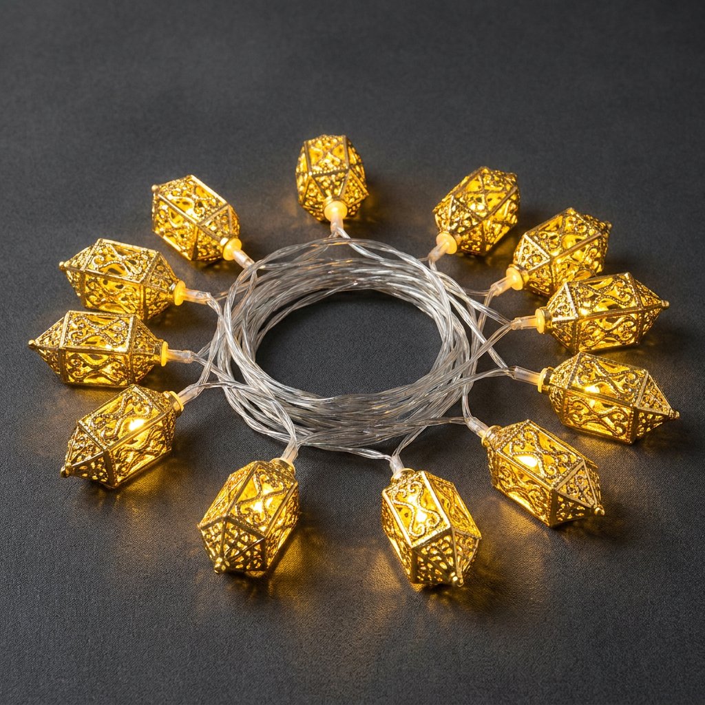 Гирлянда «Восточные лампочки» 1,5 м, жёлтый свет, 10 LED, провод прозрачный ПВХ, IP20